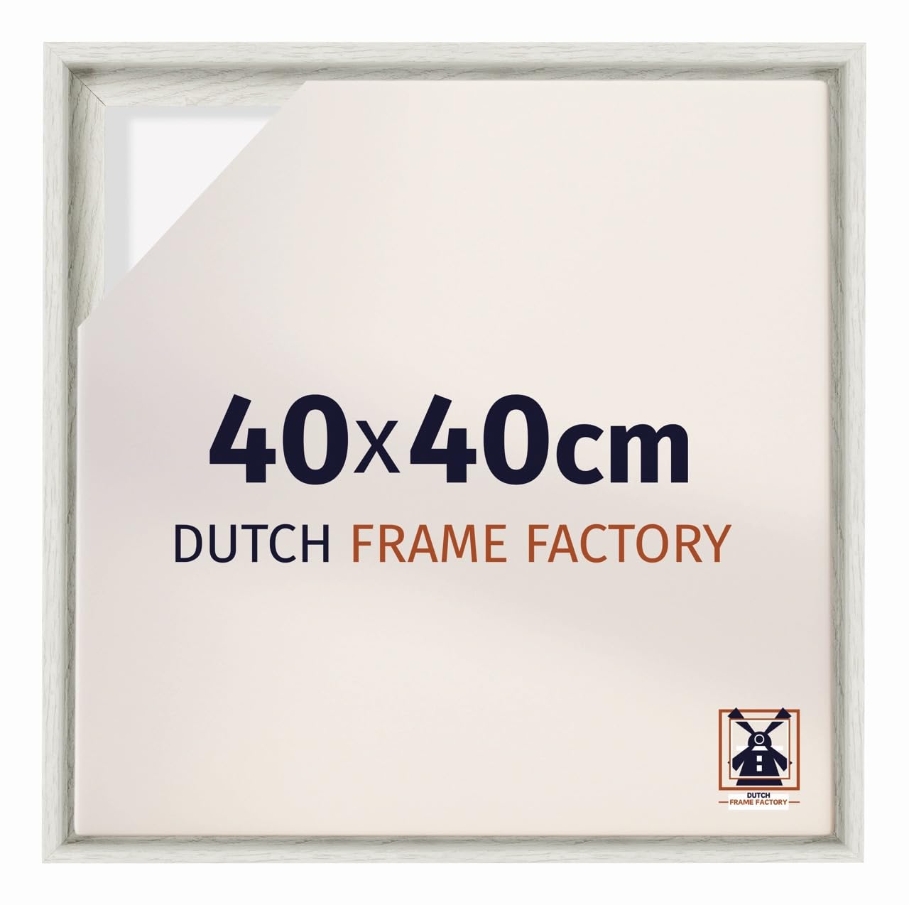 Dutch Frame Factory - Schattenfugenrahmen 40x40 - White Wash - Rahmen für Leinwand Bilder auf Keilrahmen - MDF - Lausanne