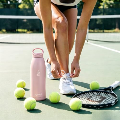 Image of 32oz Insulated Stainless Steel Water Bottle with Handle, Double Wall BPA-Free Metal Water Bottle, Leakproof, Keeps Cold 24H & Hot 12H, Ideal for Gym, Office, Hiking, Purple Pink
