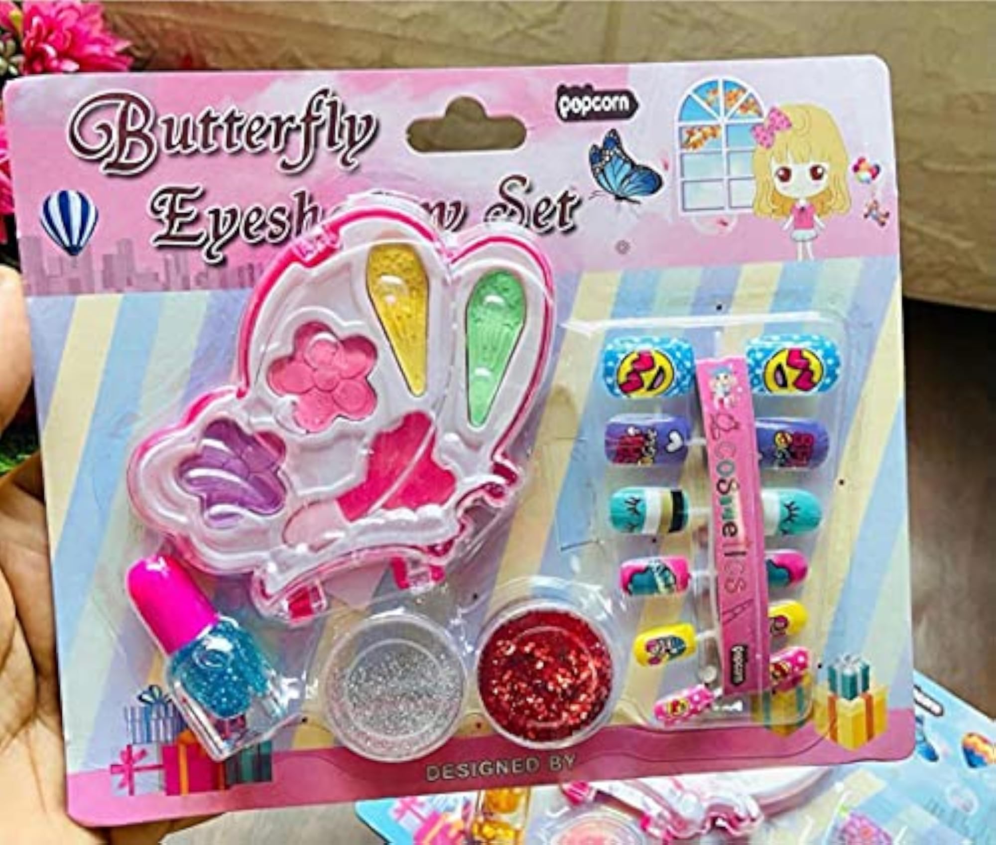 Kids Real Makeup & Nail Art Set with Bracelets, Earrings & Ring