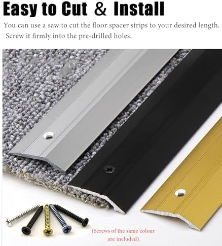 1 Inch Wide Metal Threshold Strip for Floor Transitions, Carpet & Wood to Laminate Edging Trim with Preformed Hole, Gold Color, 105cm (41 3/8")