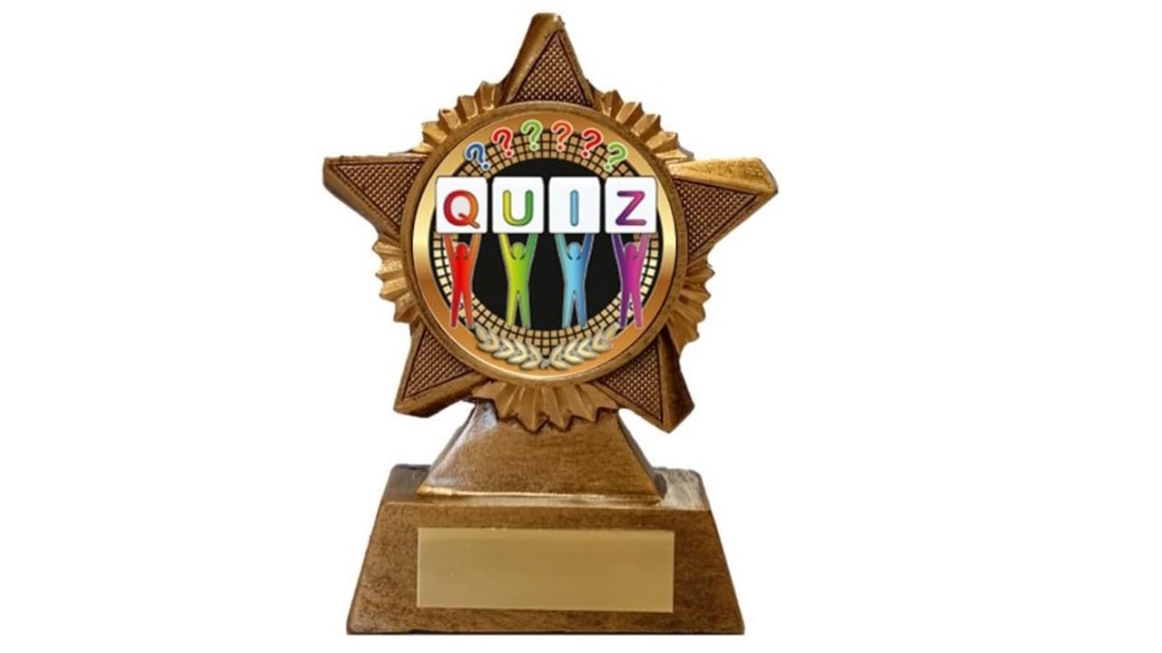 Quiz Trophy Award Premier Star Antique Gold 120mm Heavy Resin Pub Quiz Free Engraving -troshow1-clr
