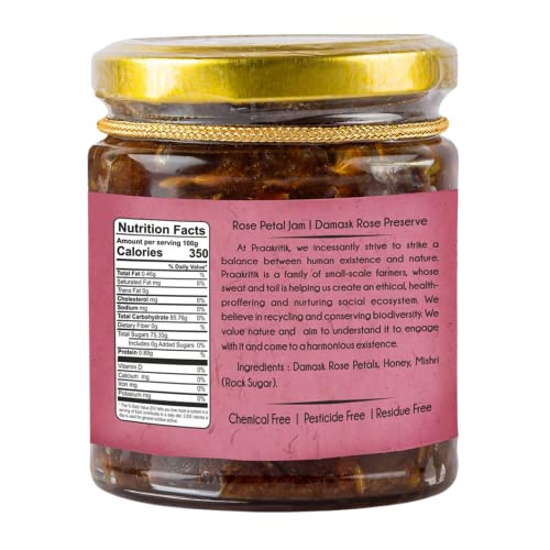 Image of Praakritik Natural Gulkand - 250g, Made with Damask Rose, Honey & Mishri, Pure Vegetarian, Rich in Calcium & Antioxidants, Natural Cooling & Digestive Aid, Sweetened with Raw Sugar, Healthy & Delicious Dessert