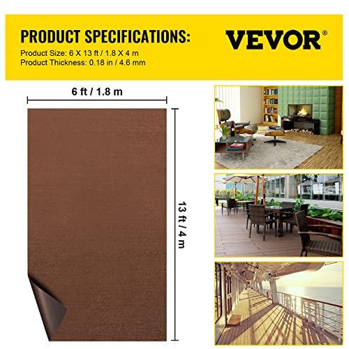 Happybuy 6 ft x 13 ft Deep Brown Marine Carpet for Boats Waterproof - 0.18" Thick Indoor Outdoor Rug Carpet Roll for Home Patio Porch Deck - Thumbnail 2