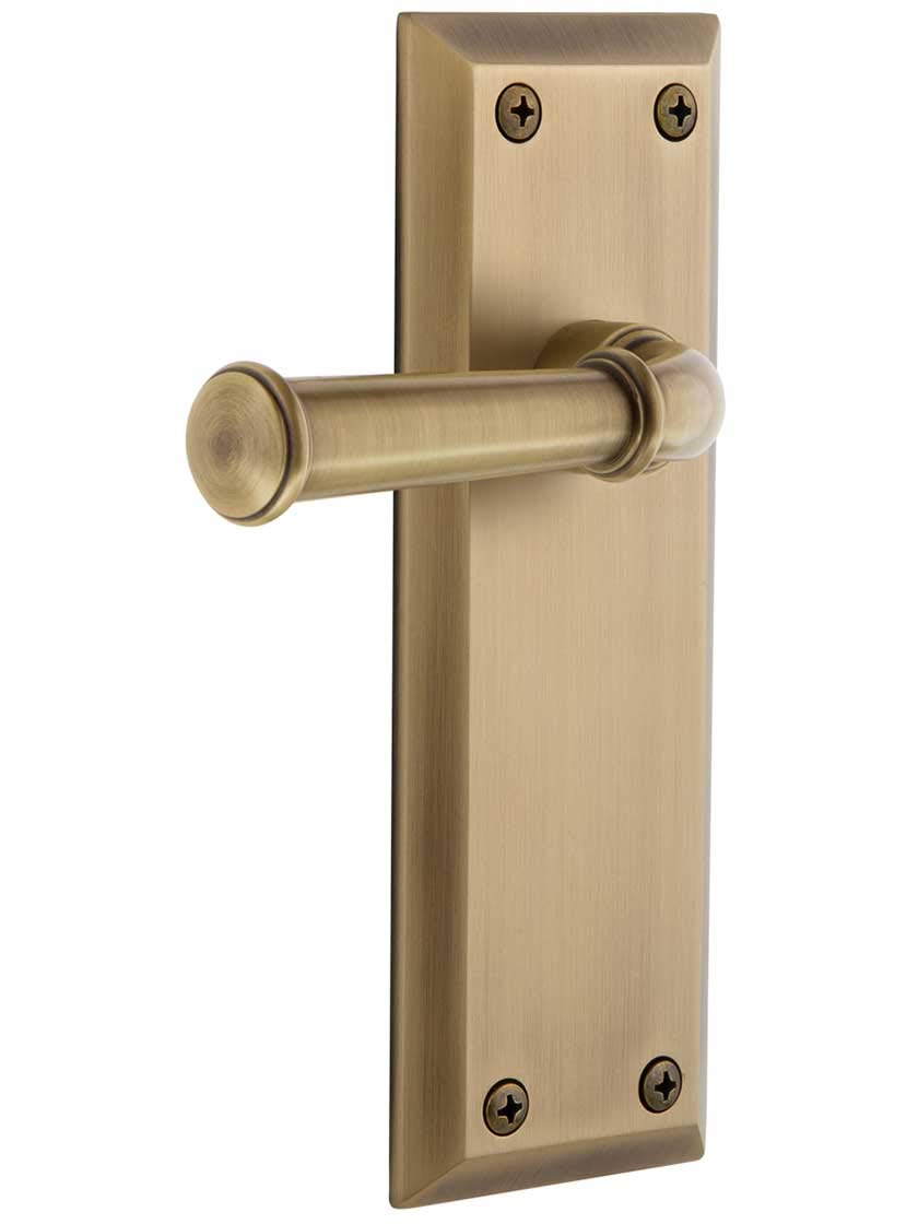 Grandeur Fifth Avenue Plate Dummy with Georgetown Lever in Vintage Brass