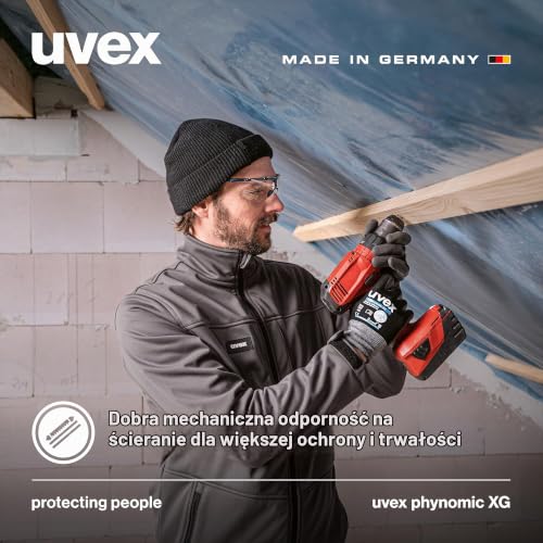 Uvex phynomic XG, 5 par rękawic ochronnych premium do wilgotnych i tłustych obszarów, elastyczne, wytrzymałe i oddychające, kolor czarny, szary, rozmiar 12/XXXL