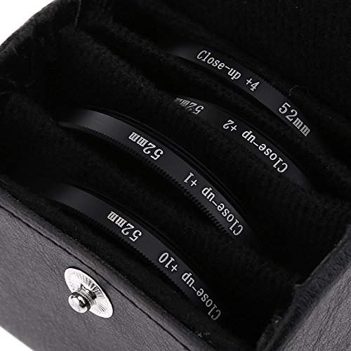 Conjunto de filtros macro Close-up com bolsa, 52 mm + 1 + 2 + 4 + 10 conjunto de filtros de lente ma