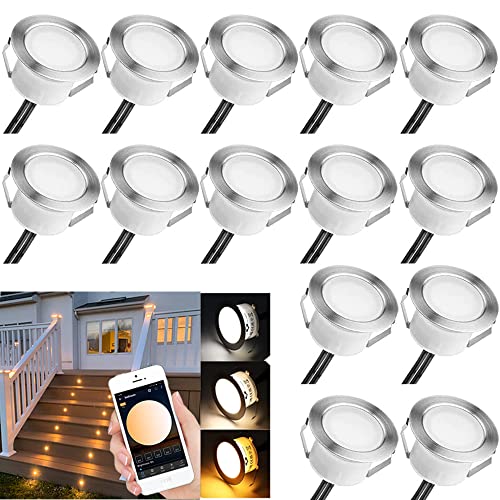 Led Deck Lights Kit, 16Pack Φ1.77 Outdoor Recessed Deck Lighting, Cct 2700K-6500K Dimmable, Bluetooth App Control, Low Voltage Ip67 Waterproof Deck Step Lights For Patio, Garden, Stair Decor #TOP14
