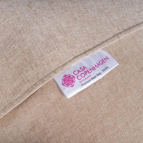 Image of Casa Copenhagen Premium Designer Fabric Bean Bag Chair, Filled with Beans | Capacity: Upto 7 Ft Height, 200 KG Weight | 4XL | Dark Cream