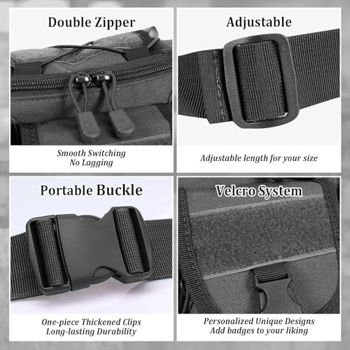 Image of HOMAXA Tactical Waist Bag, Waterproof Sports Waist Molle Bum Bag Fishing Bag Messenger Bag for Outdoor Hiking Hunting Trekking (Black)