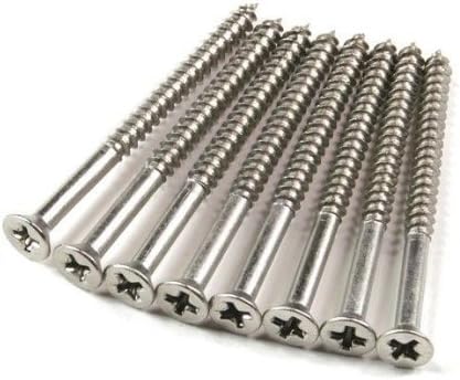 Hinge Outlet Satin Nickel Wood Screws 9 X 2 1/2 Inch for Residential Door Hinges - 24 Pack