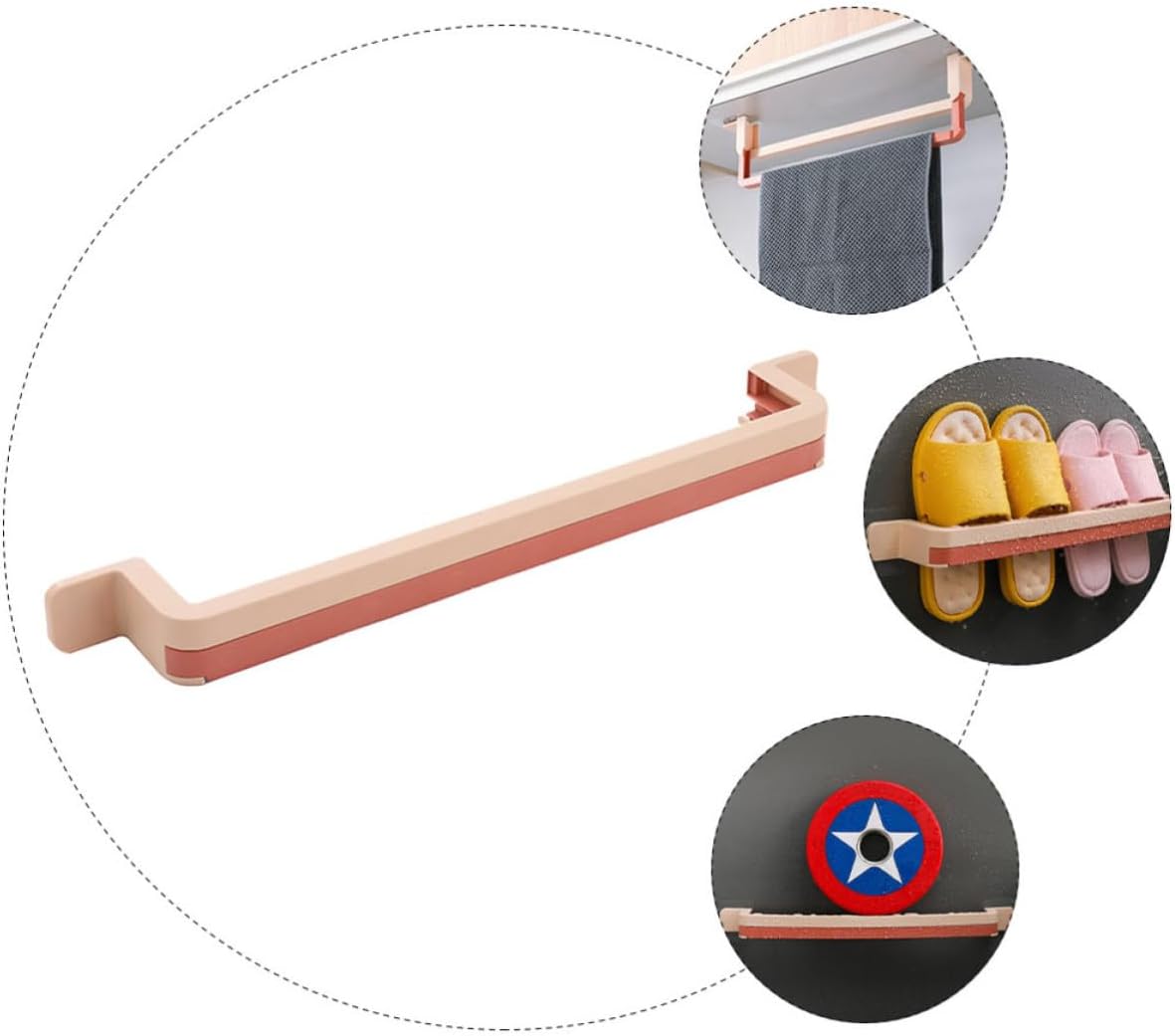 Bathroom Slippers Storage Shelf Wall Mounted No Drill Plastic Rack