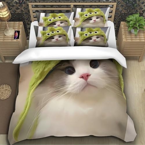 Housse de couette microfibre ultra douce et hypoallergénique chat 3D