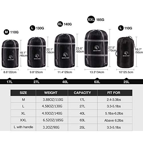 Bolsa de compresión para bolsa de dormir REDCAMP, color negro, tamaños M, L, XL y XXL para camping y mochilero miniatura 2