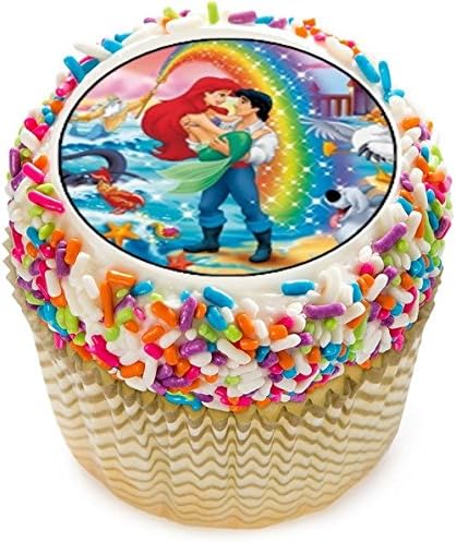 12 Edible Little Mermaid Cupcake toppers - Ariel cake decorations for cupcakes or muffins, Multi