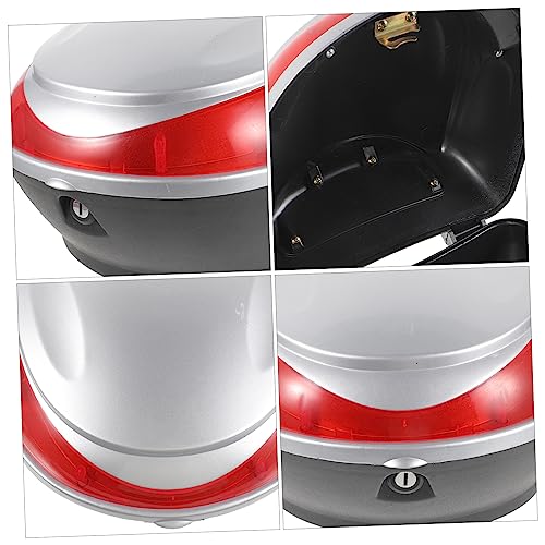 Beatifufu Motorcycle Trunk Electric Vehicle Trunk (silver) Motor Pannier Bag Tail Trunk Luggage Case Motorcycle Luggage Motorcycle Helmet Bag Motorcycles Toolbox Storage Rack Light Plastic - Thumbnail 2