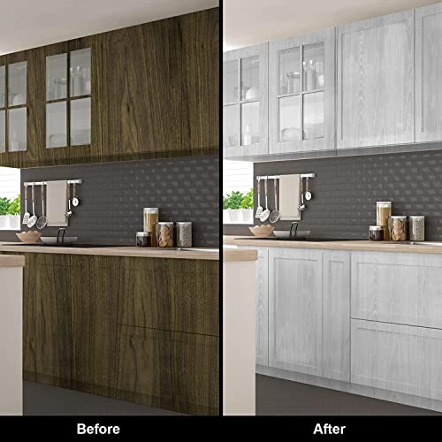 17.7”x 118” Wallpaper Gray Wood Contact Paper, PVC Self Adhesive Wood Wall Peel and Stick Paper, Thick and Easy to Clean Wall Covering