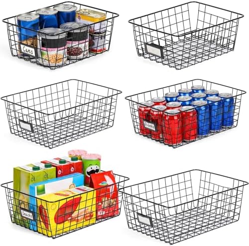 6 Pack Wire Baskets for Pantry Organization and Storage, Kitchen ...