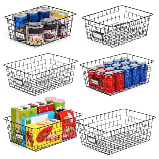 6 Pack Wire Storage Baskets Organizer