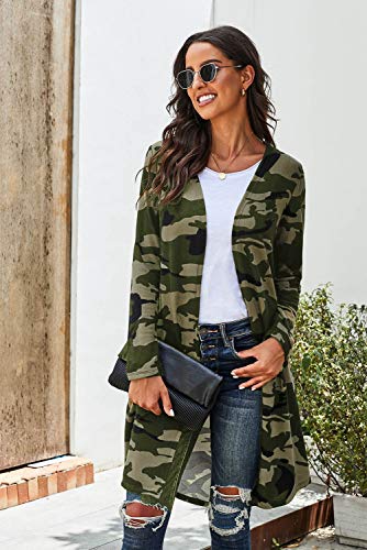 Meufam Women's Lightweight Long-Sleeve Longer Length Cardigan Leopard Camouflage Print Knit Outwear Coats4