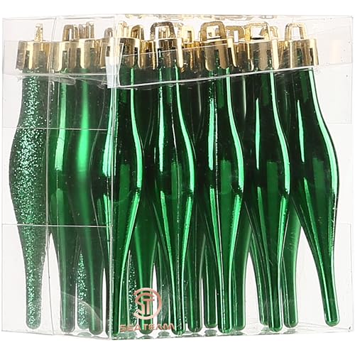 Sea Team Lot de 20 boules de Noël en plastique incassable avec cordons - 85 mm - Pour sapin de Noël, mariage, fête - Vert