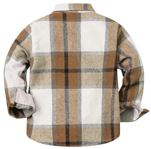 Cromoncent Boys Long Sleeve Flannel Plaid Shirt Button Down Thick Shirts2