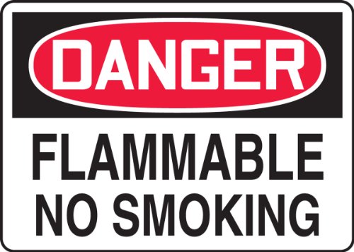 Panneau danger flammable no smoking en Dura-Vinyl adhésif résistant