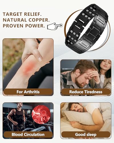 Image of Feraco Copper Magnetic Bracelets for Men,Pure Copper Jewelry Gift