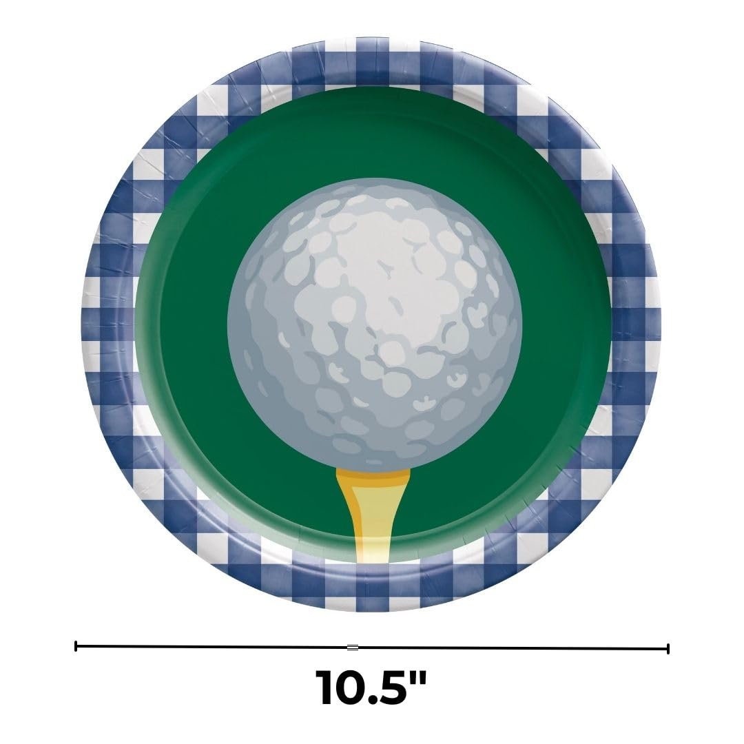 amscan Hole in One, piatti rotondi blu e verdi (26,7 cm), confezione da 20, ideali per feste, picnic ed eventi di gioco