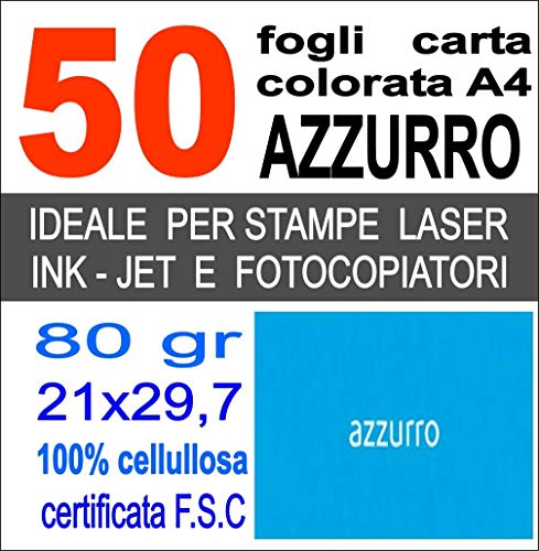 Agendepoint.it - 50 fogli carta azzurro a4 80gr