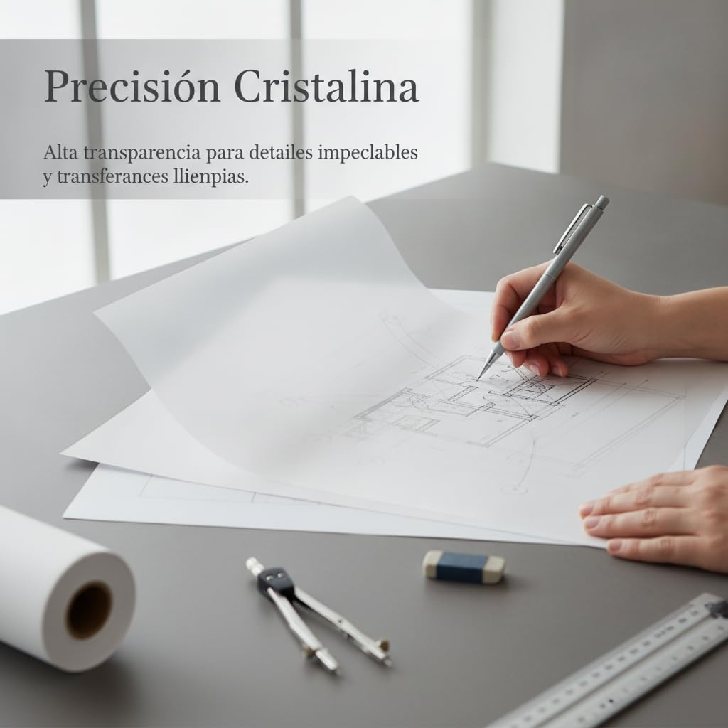 Papel Calco Transparente Alta, A1 (62cm x 23m) | papel - dibujo proyectos - manualidas - bocetos - alta transparencia - para calcar - para patrones - para trazar