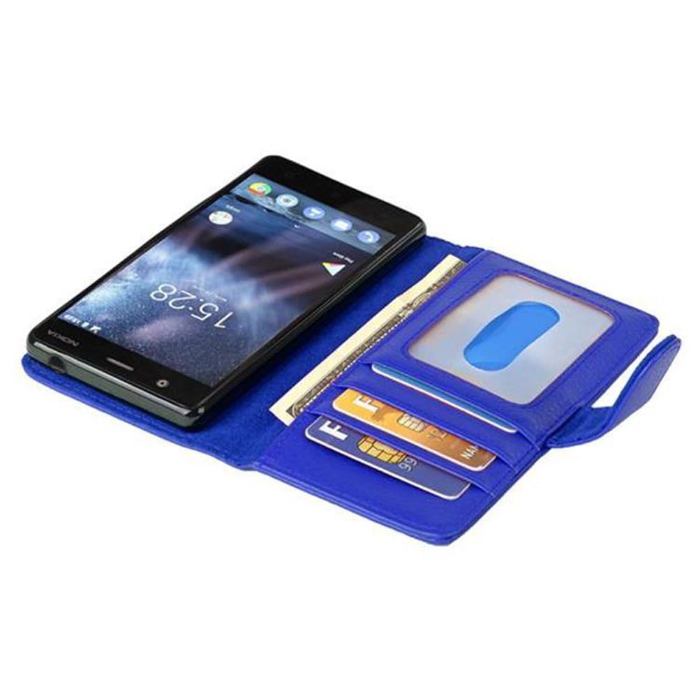 Cadorabo Book Case Compatible with Nokia 3 2017 in Neptune Blue - with Magnetic Closure and 3 Card Slots - Wallet Etui Cover Pouch PU Leather Flip