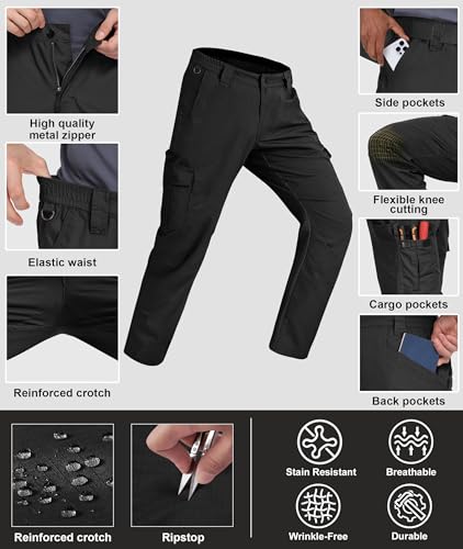 Mens Cargo Work Pants Waterproof Hiking Pants for Men Ripstop Tactical Pants Multi Work Pants with 7 Pockets4