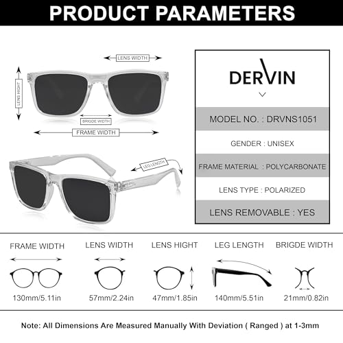 Image of Dervin UV Protected Polarized Square Sunglasses for Men and Women