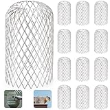 Noamus 12 Pack Downsport Gutter Guards, 3.5 Inch Adjustable Aluminium Filter Strainer, Expandable Leaf Filter Mesh Protector for Preventing Blockage Leaves Debris Drain Net Cover Gardening Tools