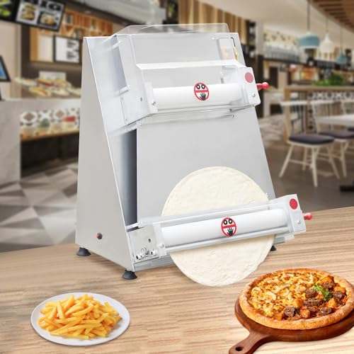 Bokknppo Electric Dough Sheeter Machine Pasta Maker Machine for Icing Pizza Dough Roller Sheeter Automatic Commercial Pizza Press Stainless Steel for Bread Marzipan and Puff Pastry,4-16 inch