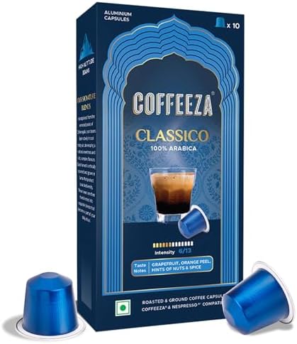 COFFEEZA Classico Aluminum Capsules, Intensity 6/10 Nespresso Compatible Pods (Box Of 10)