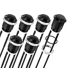 DaierTek 12mm Momentary Push Button Switch 12V Black Waterproof Pushbutton Switch 2 Pin Pre-Wired Normally Open for Automotive Car Marine Boat -6Pcs