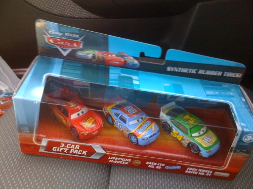Disney / Pixar CARS Movie 155 Die Cast Cars with Lenticular Eyes 3Car Gift Pack Lightning McQueen, GaskIts No. 80, Faux Wheel Drive No. 54