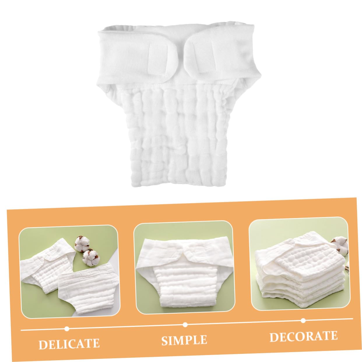 Forros de Pañal Reutilizables para Ñiño, Algodón Blanco, 5 Piezas
