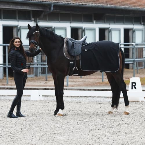 Image of Horze Kiel Fleece Quarter Sheet - Black - Horse