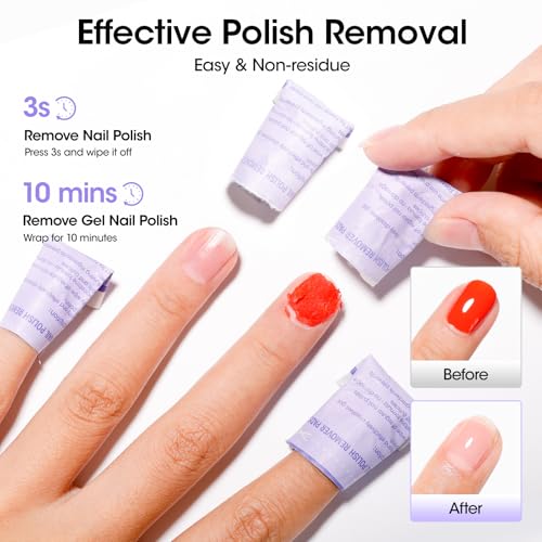 Image of GELLEN Nail Polish Remover Pads, Non-Acetone, 200 PCS Individually Wrapped