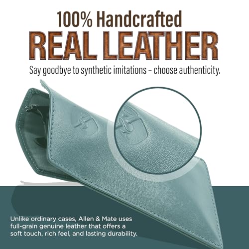 Image of ALLEN & MATE 100% Leather Slim Glasses Case for Reading and Computer Glasses for Men & Women