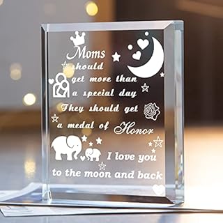 ERWEI Gift for Mum Birthday Crystal Blocks Engraved Mum I Love You Presents for Mother's Day Christmas from Daughter and Son - with Heart and Elephant Pattern