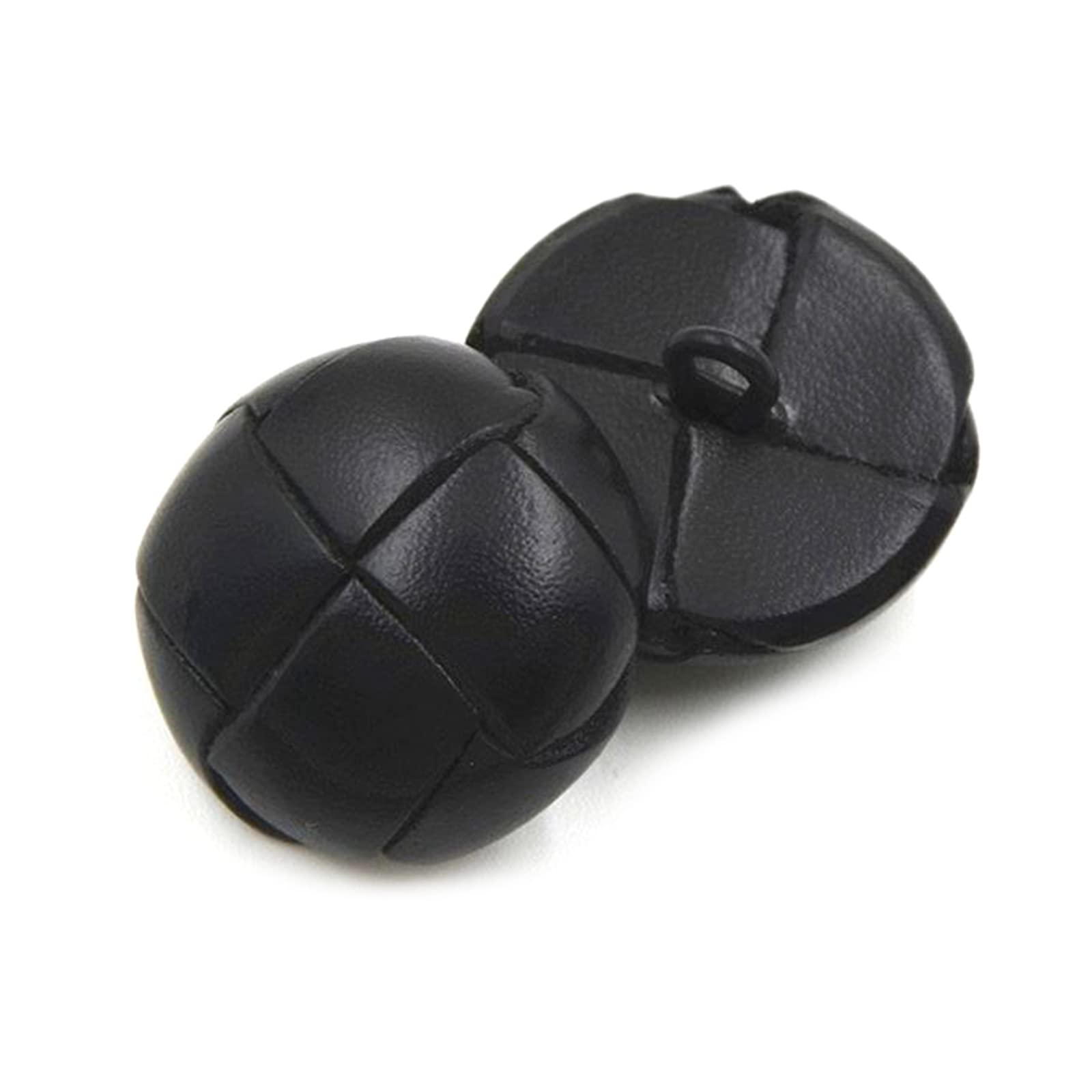 xlygood 5pcs Genuine Leather Covered Buttons 15mm-26mm Black Brown Leather Button for Coats Jacket Buttons, Black, 23mm