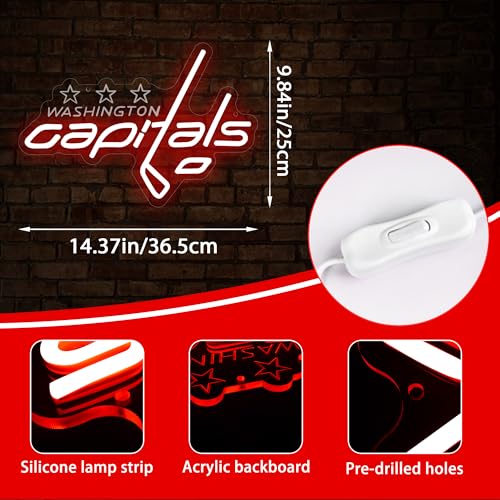 Image of Ice Hockey Neon Sign for Wall Decor,Ice Hockey Team Logo Lights,Hockey LED Neon Lights,Sports Neon Sign for Man Cave,Club,Bedroom,Party,Bar,Gifts for Man,Boys,Fans,Size 14.4 * 9.8inches(FMXD271)