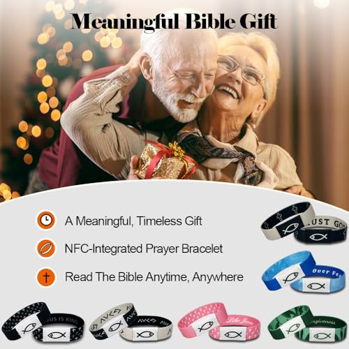 6Pcs Daily Bible Verse Bracelets, Jesus Christian Bracelet with NFC Scan, Bible Verses Wearable Bracelet, Elastic Christian Bracelet for Women Men Teens Gifts4