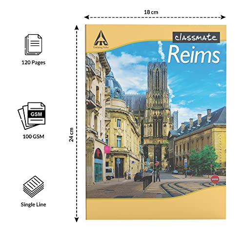 Classmate Notebook - Single Line, 120 Pages, 240 mm x 180 mm - Pack Of 4 [Cover page design might vary] (Image - 4)