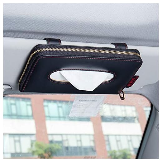 Car Tissue Holder, Car Visor Tissue Holder, Sun Visor Napkin Holder, Car Leather Tissue Case Holder for Sun Visor & Seat Back with Zipper. (Black)