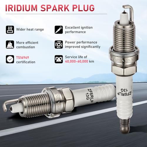 Image of 7781 Iridium Spark Plugs 6 Pack Compatible with Dodge Avenger Challenger Charger Journey Nitro Compatible with Chrysler 300 Town & Country Sebring Pacifica VW Routan 3.5L 4.0L V6 for ZFR5LP-13G