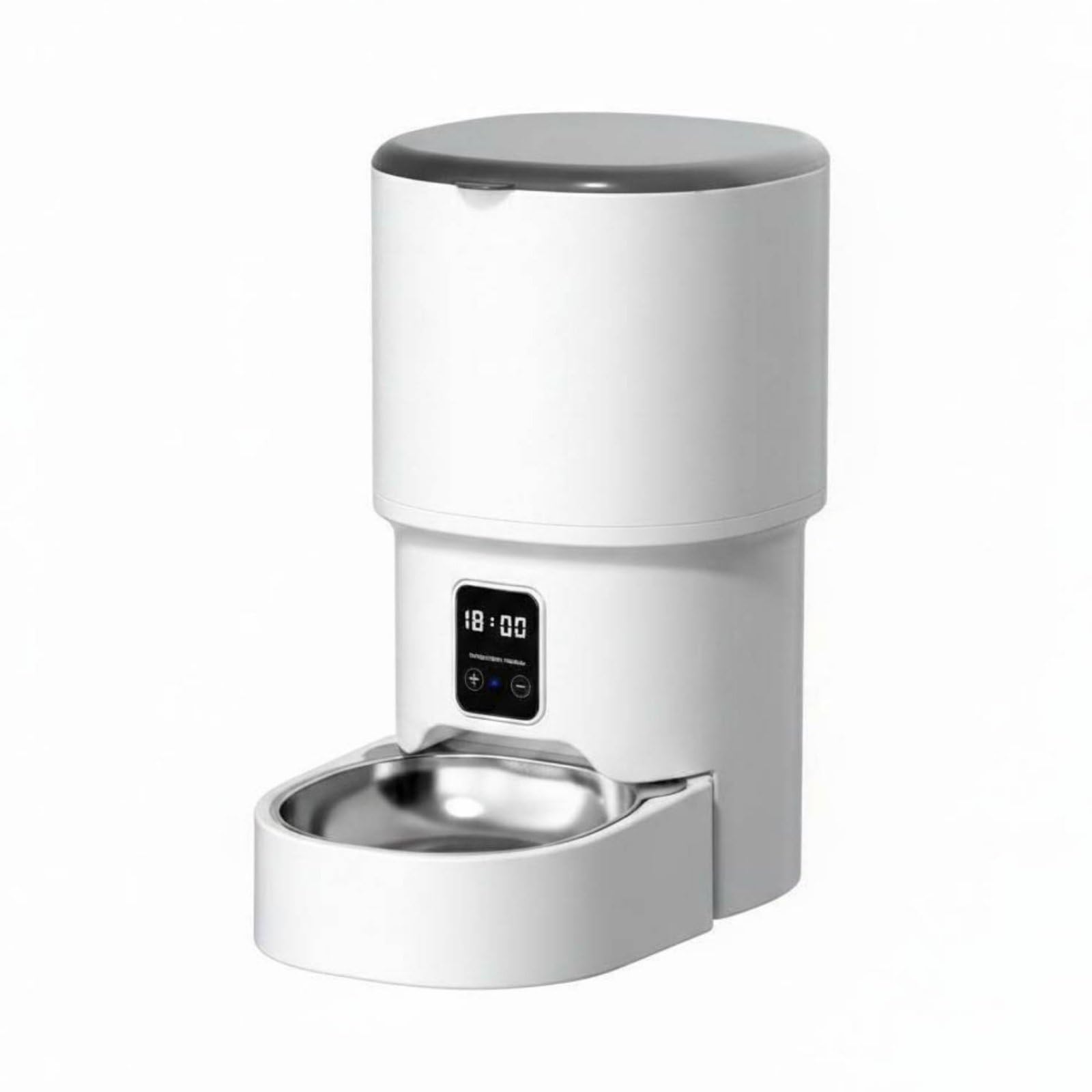 Milageto Distributore Automatico Cibo Gatto Alimentatore Timer Controllo con App Porzioni Programmabili Anti Blocco Canale Ampio, Semplice, Con Controllo A Pulsanti E Ciotola In Acciaio Inossidabile